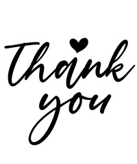Thank you typography design on plain white transparent isolated background for card, shirt, hoodie, sweatshirt, apparel, tag, mug, icon, poster or badge