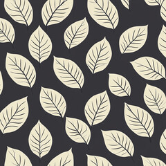 Fototapeta premium Beige leaf pattern on dark background
