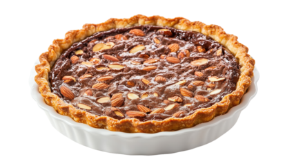 A chocolate and almond tart with a crispy crust