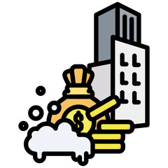 Money Laundering icon in Flat Color Style With Outline. Simple Vector Design. Simple Vector Flat Icon