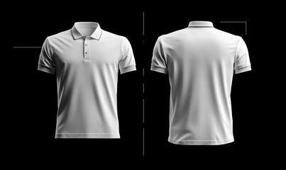 White Polo Shirt Mockup, Front and Back Views