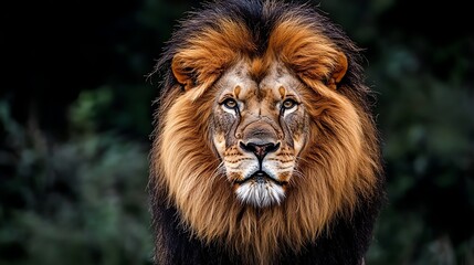 Fototapeta premium Majestic African Lion Portrait: A King's Gaze