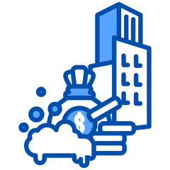 Money Laundering icon in Blue Color Style. Simple Vector Design. Simple Vector Flat Icon