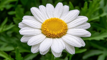Obraz premium White Daisy with Yellow Center and Water Droplets