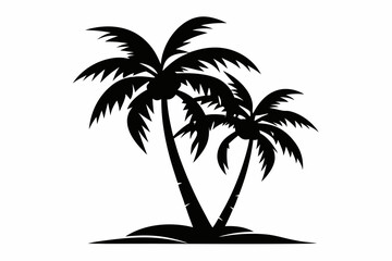 Obraz premium coconut tree line art silhouette vector illustration