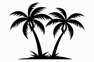 Fototapeta premium coconut tree line art silhouette vector illustration
