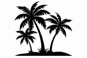 Obraz premium coconut tree line art silhouette vector illustration