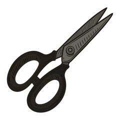 Vintage Engraved Scissors Vector Illustration – Retro Hand-Drawn Style Cutting Tool with Detailed Line Art