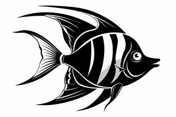 angelfish line art silhouette vector illustration