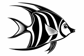 angelfish line art silhouette vector illustration