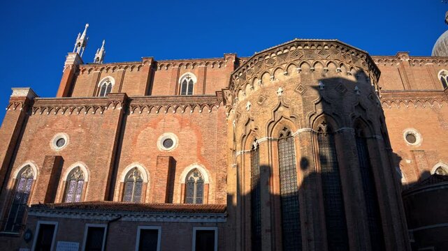 View of the Basilica dei Santi Giovanni e Paolo in the Castello sestiere of Venice, Italy