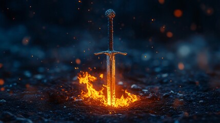 Sword of Grace and Peace: Flaming Sword Stuck in the Ground