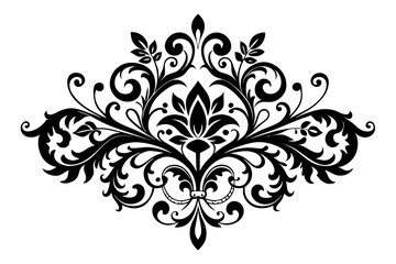 floral curls decorative vintage ornament line art silhouette vector illustration