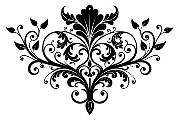 Fototapeta premium floral curls decorative vintage ornament line art silhouette vector illustration