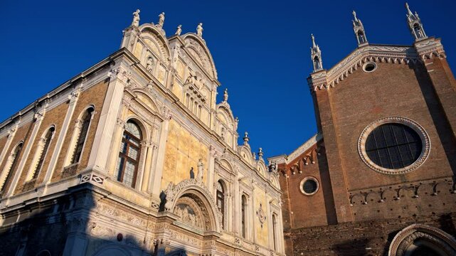 View of the Basilica dei Santi Giovanni e Paolo in the Castello sestiere of Venice, Italy
