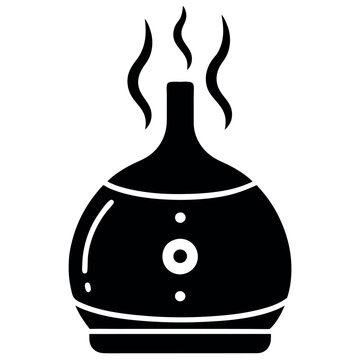 black essential oil diffuser emitting steam clip art preview