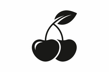 cherry icon line art silhouette vector illustration