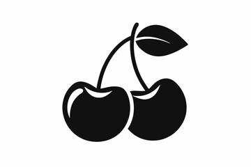 cherry icon line art silhouette vector illustration