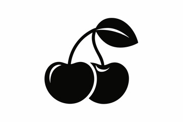 cherry icon line art silhouette vector illustration