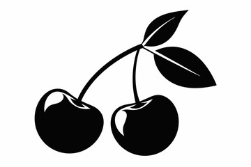 cherry icon line art silhouette vector illustration