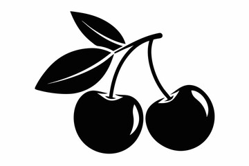 cherry icon line art silhouette vector illustration
