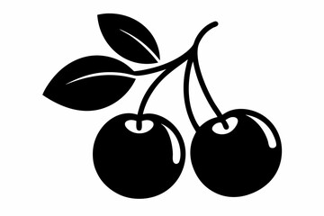 cherry icon line art silhouette vector illustration