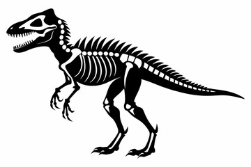 dinosaur skeleton standing line art silhouette vector illustration