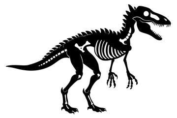Fototapeta premium dinosaur skeleton standing line art silhouette vector illustration