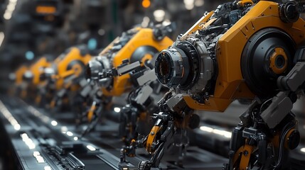 Fototapeta premium Futuristic Robotic Assembly Line: A Glimpse into Automated Manufacturing