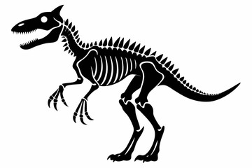 dinosaur skeleton standing line art silhouette vector illustration