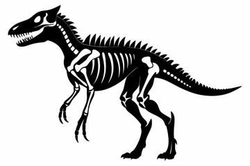 dinosaur skeleton standing line art silhouette vector illustration