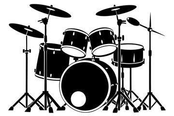 drum set line art silhouette vector illustration