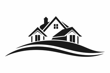 elegant property logo line art silhouette vector illustration