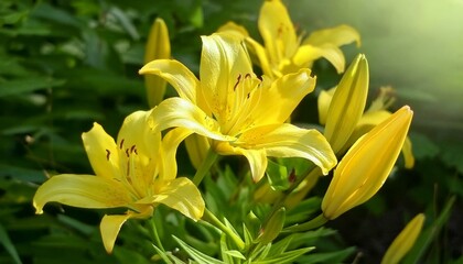 Lilium bulbiferum - yellow lily flowers in summer garden, video footage- 55783