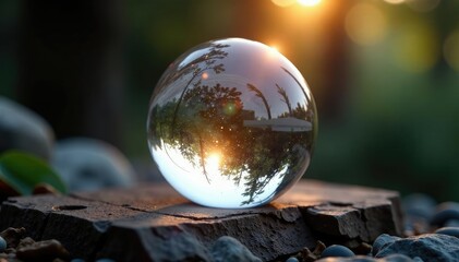 Crystal ball with soft golden light emanating from it, ambiance, crystal