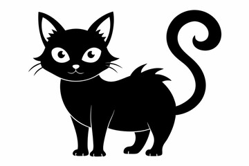 halloween cat line art silhouette vector illustration
