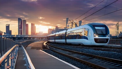 Airport shuttle train Aeroexpress on the railway road in Moscow, Moscow, 31 Oct 2021- 52839