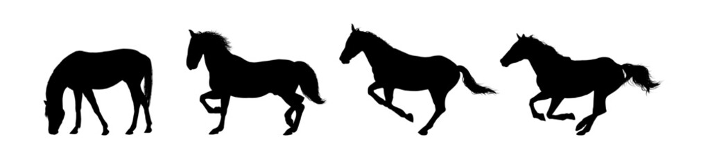 Set of horse silhouettes - vector illustration