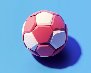 Fototapeta premium Colorful Geometric Soccer Ball on Vibrant Blue Background