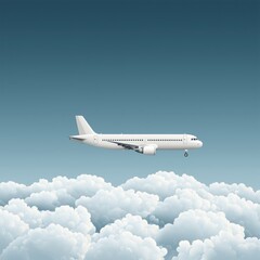 Obraz premium Flight over clouds airplane journey aerial view open sky modern travel concept