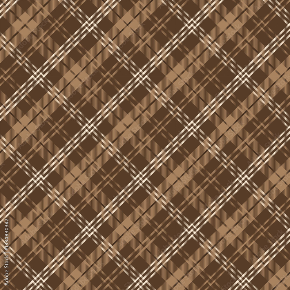Wall mural plaid with twill weave repeat pattern in brown.gingham seamless pattern with stripes.checkered tarta