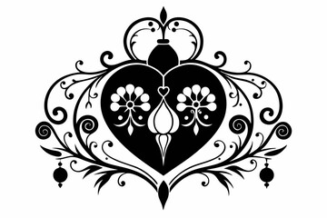 love ornament line art silhouette vector illustration