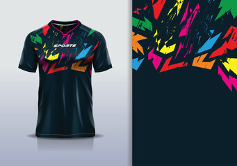 T-shirt mockup abstract texture grunge texture sport jersey design for football, soccer, racing, esports, running, black and full color © Nimpuna O