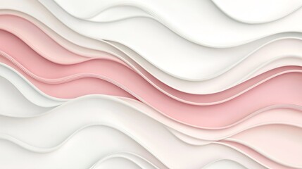 Obraz premium Minimalist Wavy Pattern with Soft Pastel Colors, Subtle Curves, and Smooth Gradients for a Modern and Sleek Design Backdrop, Isolated on a Clean White Background
