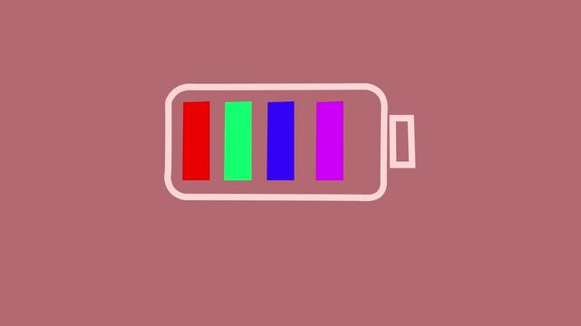 Battery charging animation isolated on Cly  background. bundling simple animation of low battery indicator with green screen background. battery charge indicator icon, level battery energy.