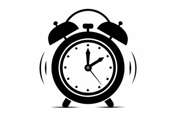 ringing alarm clock line art silhouette vector illustration