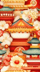 Obraz premium Ancient red and yellow background seamless pattern perfect for cultural designs and textile applications and artwork