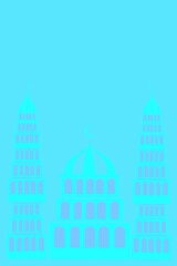 Obraz premium vector illustration of mosque with blue background
