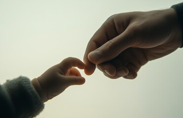 Touching Hands - Father & Child Outdoors