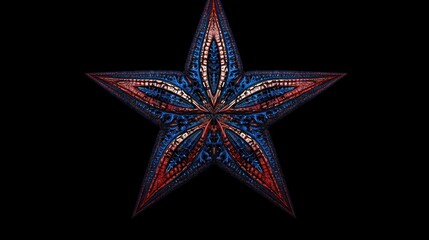 Ornate star design, intricate pattern, digital art, abstract shape